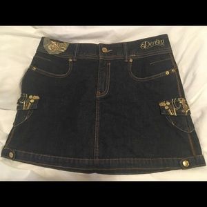 Girls Dereon Jean Skirt with gold embellishments